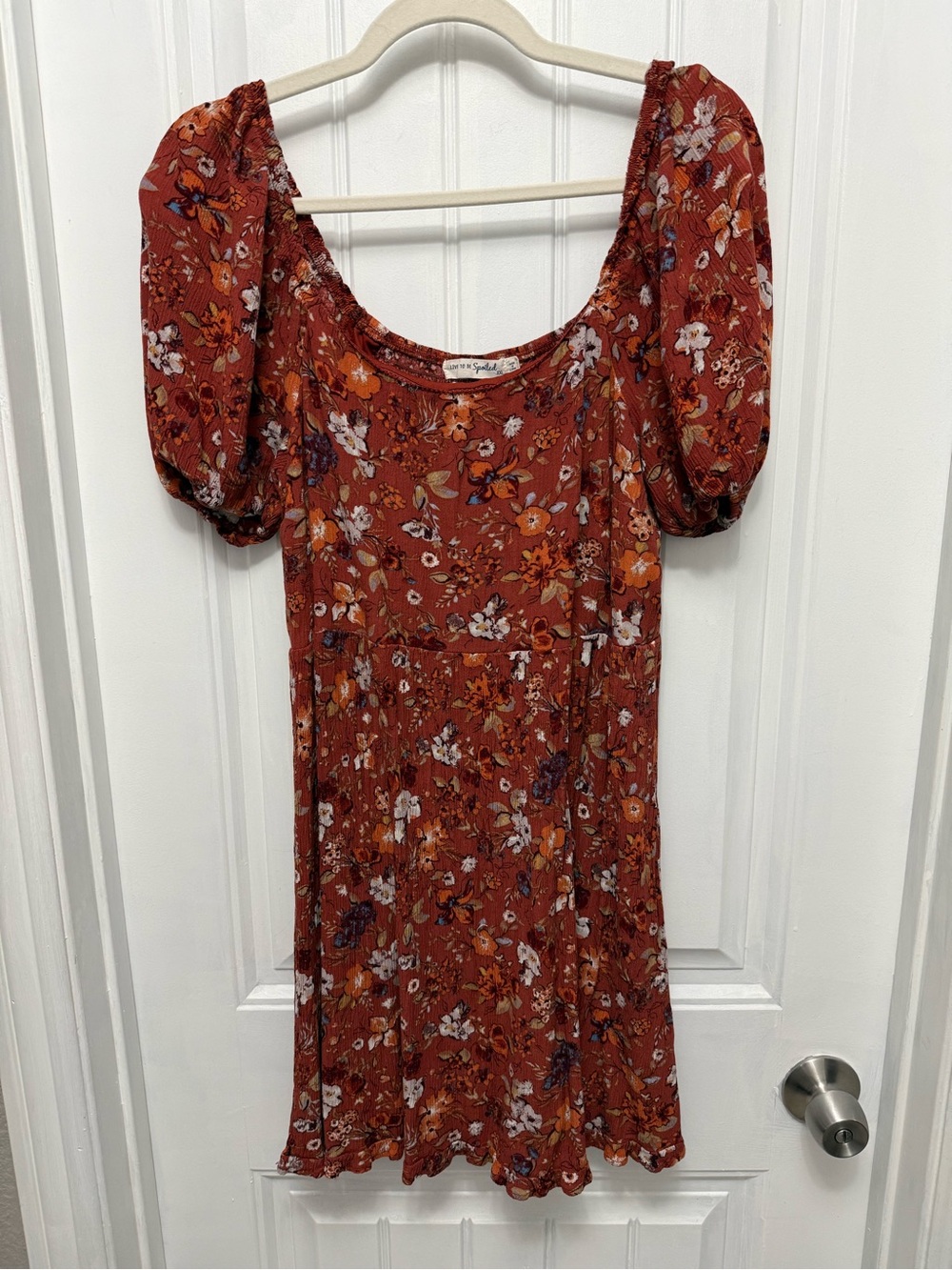 Live To Be Spoiled Women's XXL Brown Floral Shirt Sleeve Dress (13-2)